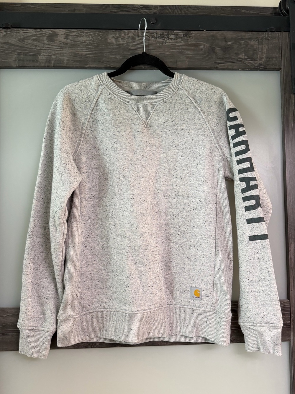 Carhartt Light Heather Gray Crewneck Sweatshirt with Sleeve Logo